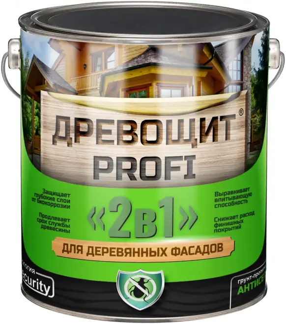 Красковия Древощит Profi грунт-пропитка 2 в 1 для деревянных фасадов (2.5 кг) бесцветная