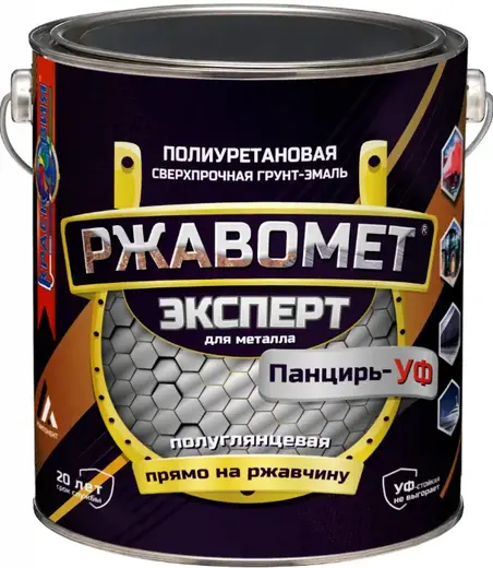 Краско Ржавомет Эксперт Панцирь-УФ полиуретановая сверхпрочная грунт-эмаль для металлов (3 кг) телегрей 1