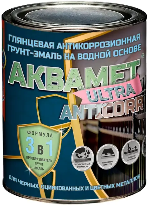 Красковия Аквамет Ultra Anticorr антикоррозионная грунт-эмаль на водной основе 3 в 1 (1 кг) серое окно RAL 7040