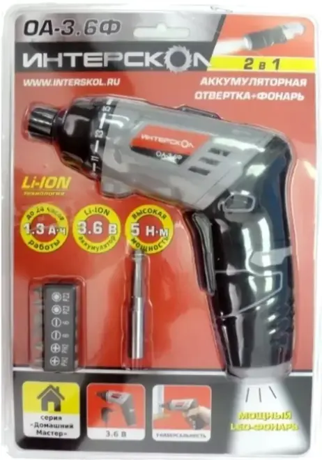 Интерскол ОА-3.6Ф отвертка со встроенным фонарем аккумуляторная