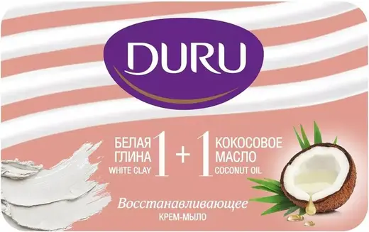 Duru 1+1 Белая Глина и Кокосовое Масло крем-мыло восстанавливающее (80 г)