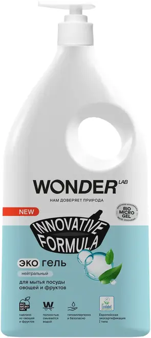 Wonder Lab экогель для мытья посуды в посудомоечной машине (1 л)