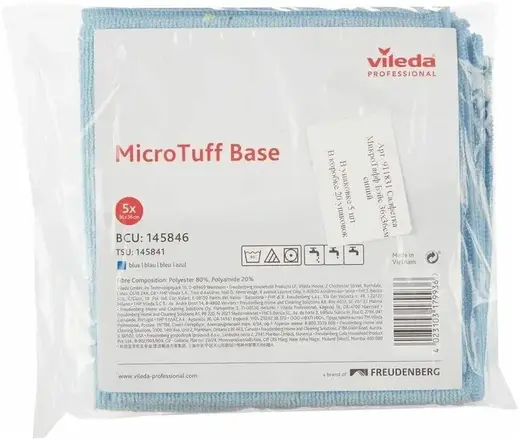 Vileda Professional MicroTuff Base салфетки из микрофибры (5 салфеток) голубая