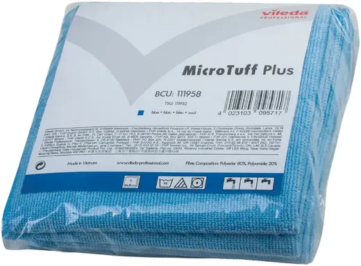 Vileda Professional Micro Tuff Plus салфетка из микрофибры (5 салфеток) голубая