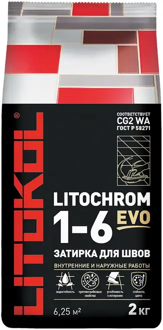 Литокол Litochrom 1-6 Evo цветная цементная затирка для швов (2 кг) LE.230 багамы