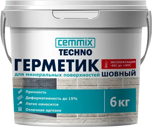 Cemmix Techno герметик акриловый для минеральных поверхностей шовный (6 кг) белый