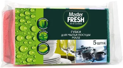 Master Fresh Maxi губки для посуды (набор 5 губок)
