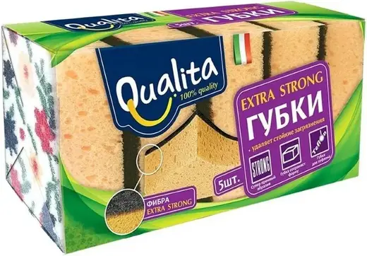 Qualita Extra Strong губки для посуды (набор 5 губок)