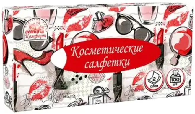 Семья и Комфорт салфетки косметические (100 салфеток в пачке)