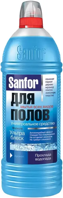 Санфор Ультра Блеск Прохлада Водопада универсальное средство для мытья всех видов полов (1 л)