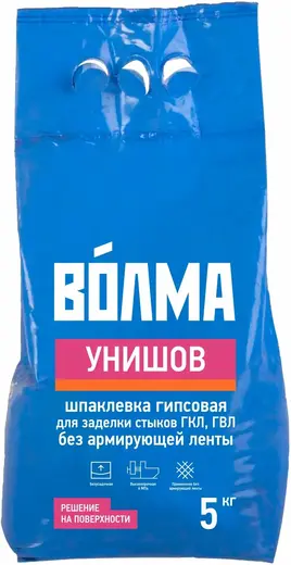 Волма Унишов шпаклевка гипсовая для заделки стыков ГКЛ, ГВЛ (5 кг)