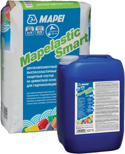 Mapei Mapelastic Smart 2-комп состав для гидроизоляции (30 кг (1 мешок (компонент А) * 20 кг + 1 канистра (компонент В) * 10 кг)