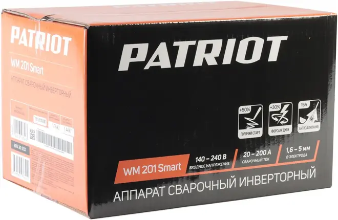 Патриот WM 201 Smart аппарат сварочный инверторный (8300 Вт, 230 В, ) №605302137