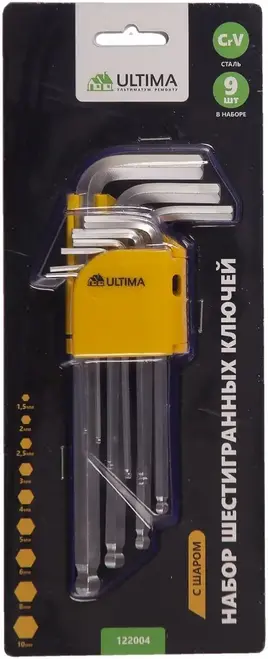 Ultima набор ключей шестигранных с шаром (1.5-10 мм)