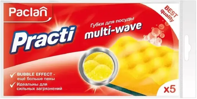 Paclan PractI Multi-Wave губки для посуды (набор 5 губок)