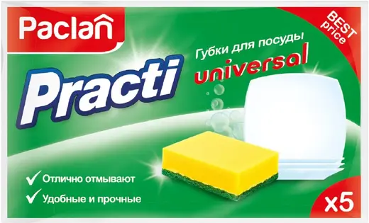 Paclan Practi Universal губки для посуды (набор 5 губок)