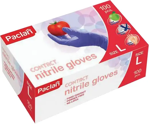 Paclan Contact Nitrile Gloves перчатки нитриловые (L)