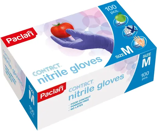Paclan Contact Nitrile Gloves перчатки нитриловые (M)