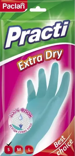 Paclan Practi Extra Dry перчатки резиновые (S) тиффани