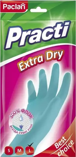 Paclan Practi Extra Dry перчатки резиновые (L) тиффани