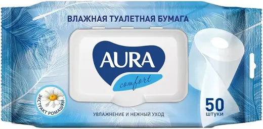 Aura Ultra Comfort Экстракт Ромашки бумага туалетная влажная (50 листов в пачке)