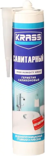 Krass Санитарный герметик водонепроницаемый стойкий к плесени (300 мл) бесцветный ЛС