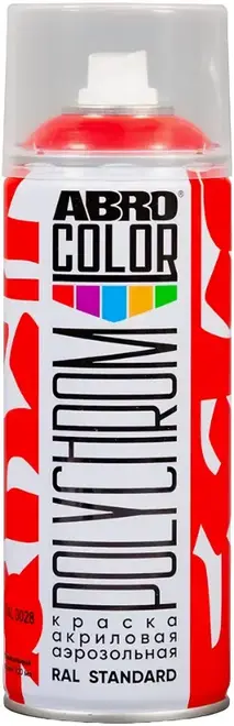 Abro Color Polychrome краска акриловая аэрозольная (400 мл) красная RAL 3028