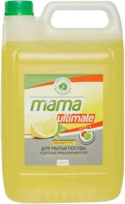 Mama Ultimate с Ароматом Натурального Лимона концентрат для мытья посуды и детских принадлежностей (5 л)