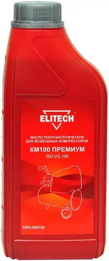 Elitech КМ100 Премиум ISO VG 100 масло полусинтетическое для воздушных компрессоров (1 л)