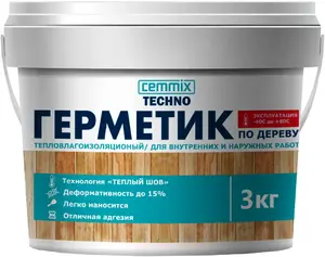 Cemmix Techno Теплый Шов герметик акриловый для дерева (3 кг) белый
