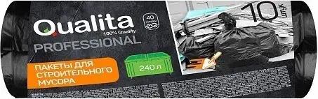 QualitaProfessional пакеты для строительного мусора (10 пакетов) 240 л