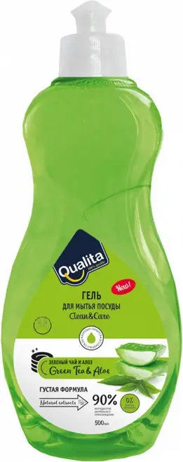 Qualita Green Tea & Aloe гель для мытья посуды (500 мл) 12 бутылок пуш-пул