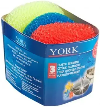 York губки для посуды пластиковые (набор 3 губки)