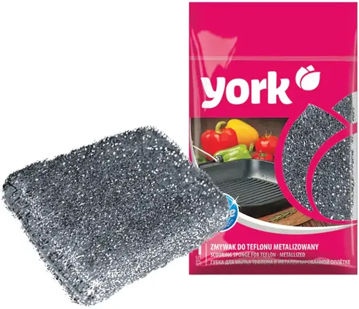 York Лиза губка для тефлоновой посуды в металлизированной оплетке (1 губка)