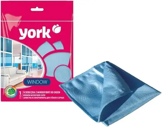 York Window салфетка из микрофибры для окон (1 салфетка в упаковке) синяя