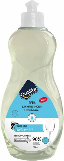 Qualita Pure & Clean гель для мытья посуды без запаха (500 мл) 12 бутылок пуш-пул