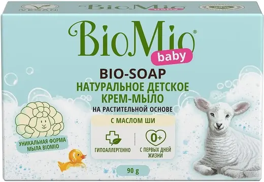 Biomio Baby Bio-Soap с Маслом Ши крем-мыло натуральное детское на растительной основе 0+ (90 г)