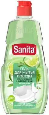Sanita Матча и Лайм гель для мытья посуды от пригоревшей и засохшей пищи (450 мл)