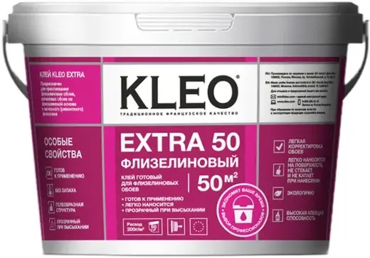 Kleo Extra 50 клей готовый для флизелиновых обоев (10 кг)
