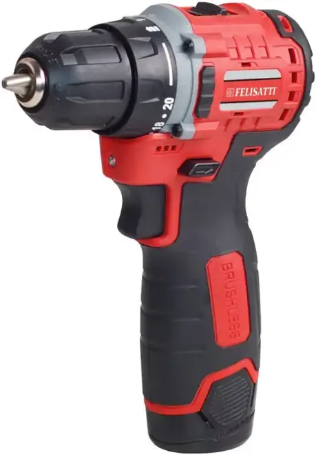 Felisatti ДА-12В дрель-шуруповерт аккумуляторная бесщеточная (12 В) 1 дрель-шуруповерт + 2 аккумулятора + 1 зарядное устройство разъемного типа