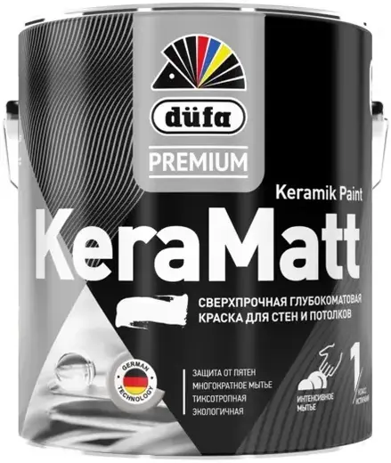 Dufa Premium Keramatt Keramik Paint краска для стен и потолков сверхпрочная глубокоматовая (900 мл) белая