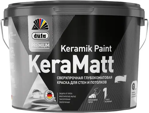 Dufa Premium Keramatt Keramik Paint краска для стен и потолков сверхпрочная глубокоматовая (2.5 л) бесцветная