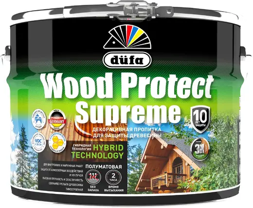 Dufa Wood Protect Supreme пропитка декоративная для защиты древесины (2.5 л) белая
