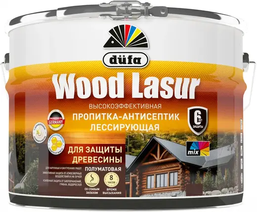 Dufa Wood Lazur пропитка-антисептик лессирующая для защиты древесины (2.5 л) бесцветная