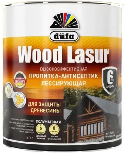 Dufa Wood Lazur пропитка-антисептик лессирующая для защиты древесины (900 мл) махагон