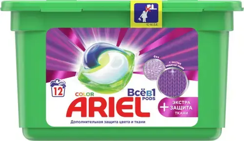 Ariel Poods Color Все в 1 капсулы для стирки (12 капсул)