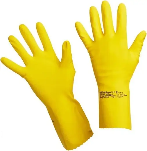 Vileda Professional Multi Purpose перчатки резиновые латексные хлопковое напыление (M) желтые