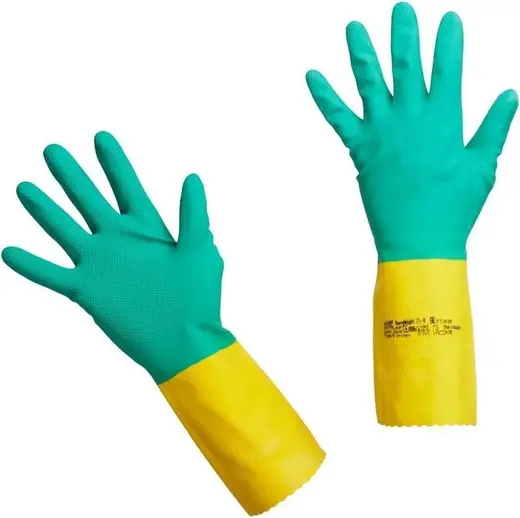 Vileda Professional Heavy Weight перчатки резиновые латексные с хлопковым напылением (S)