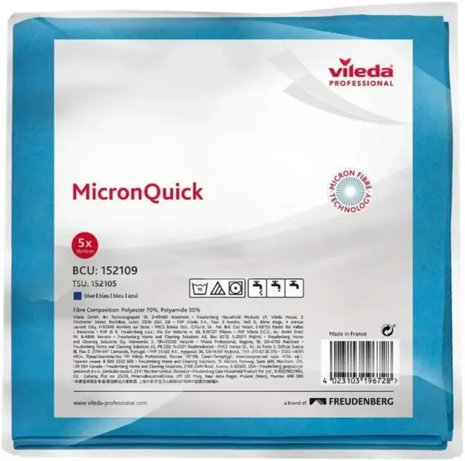 Vileda Professional R-Micronquick салфетки хозяйственные (5 салфеток) синие