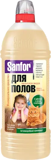 Санфор Ультра Блеск с Заботой о Домашних Питомцах универсальное средство для мытья всех видов полов (1 л)